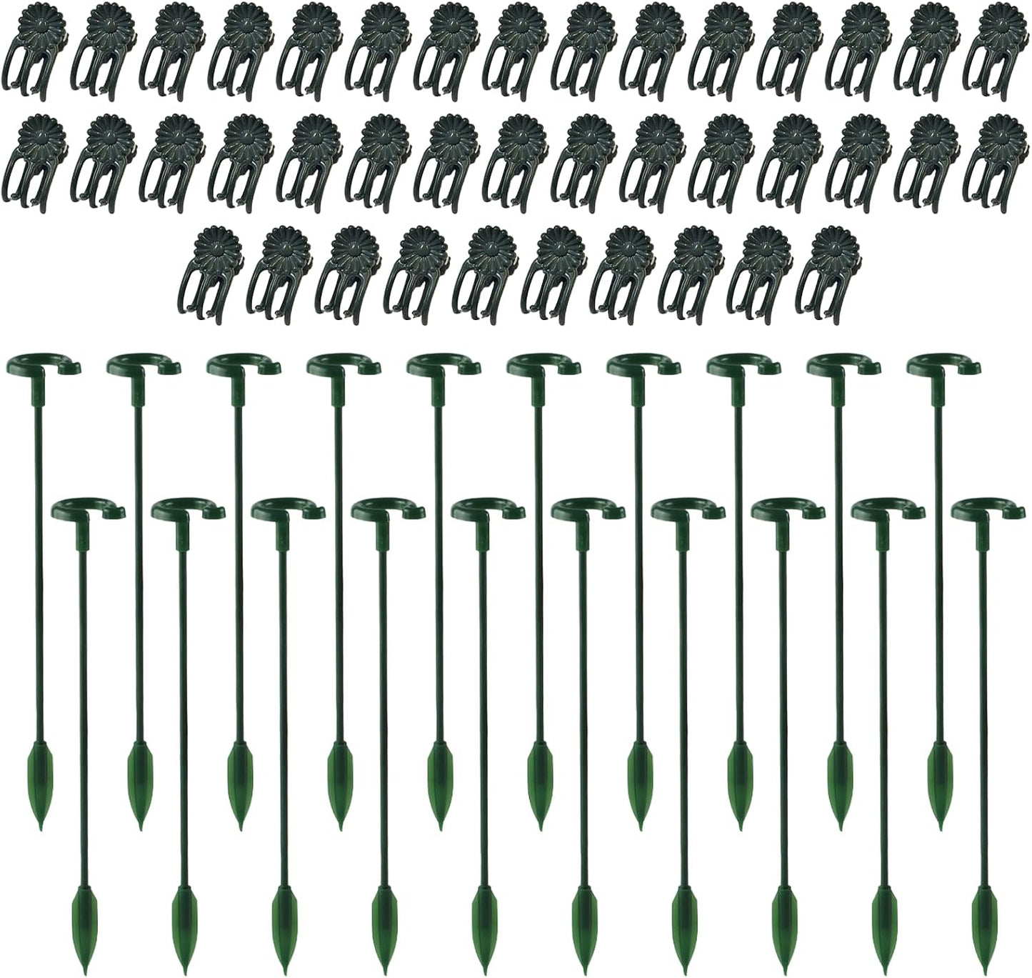 20 Pcs Orchid Stakes and 40 Pcs Clips, 10.6 Inch Green Plant Support Stake, Rust-Proof Plastic Stakes for Tomato, Rose, Pepper, Indoor & Outdoor Potted Plants with Adjustable Clips & Tie