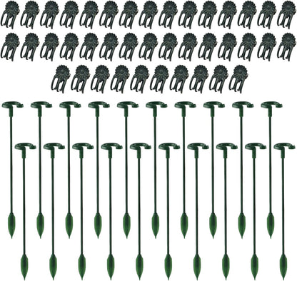 20 Pcs Orchid Stakes and 40 Pcs Clips, 10.6 Inch Green Plant Support Stake, Rust-Proof Plastic Stakes for Tomato, Rose, Pepper, Indoor & Outdoor Potted Plants with Adjustable Clips & Tie