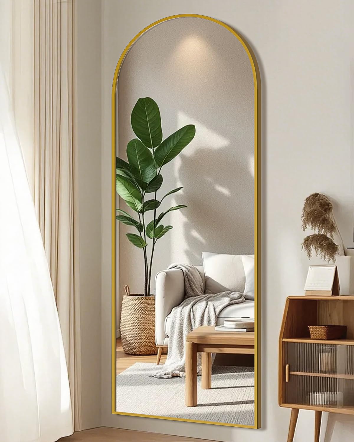 59"x16" Floor Mirror Full Length, Arched Full Length Mirror with Stand, Full Body Mirrors for Bedroom Living Room or Cloakroom Gold