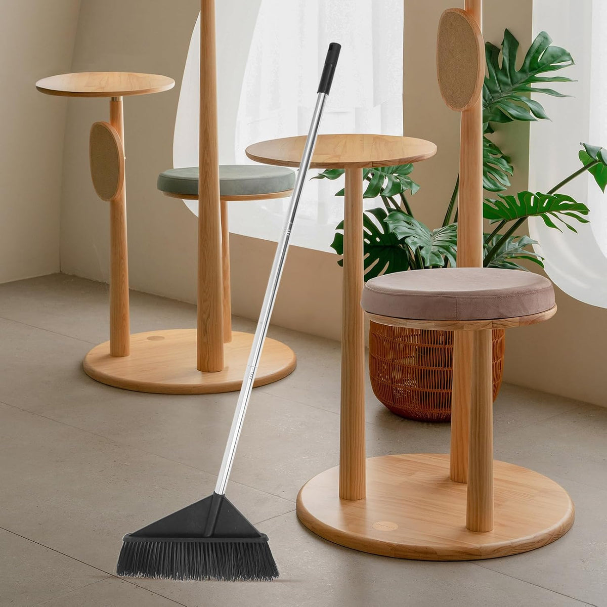 Heavy Duty Yard Cleaning Broom with Stiff Bristles and Long Handle for Outdoor Patio Garage Warehouse Sweeping and Concrete Floor Maintenance Style