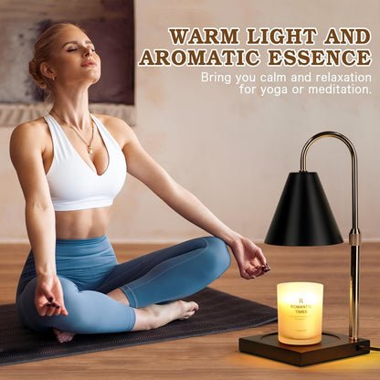 Candle Warmer Lamp Wood with Timer, Dimmable Electric Candle Lamp Warmer for Jar Candles, 2*35 Watt Bulb, Mothers Day Birthday Gifts for Women Men, Decorative Wooden Candle Lamp for Bedroom Home Decor