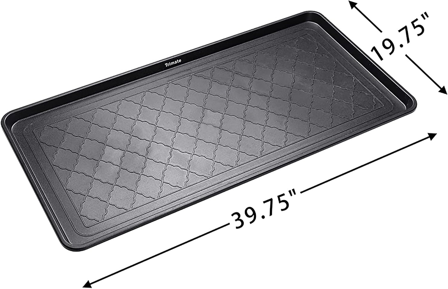 Extra Large All-Weather Boot Tray 40x20 in, Waterproof Shoe Mat with 1.25 in Raised Edge, Recycled Polypropylene Floor Protector for Entryway and Mudroom, Black
