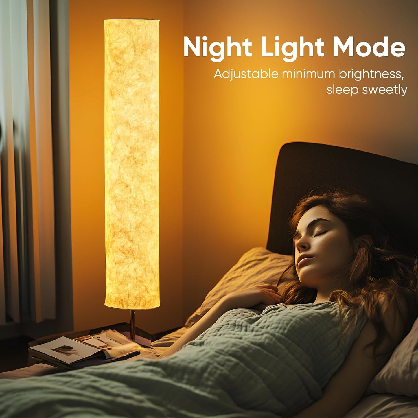 Soft Floor Lamp 3 Color Remote LED Living Room Bedroom conner floor light | Shade column paper with Tyvek Fabric Brightness Adjustable for Living Room Bedroom Game Room