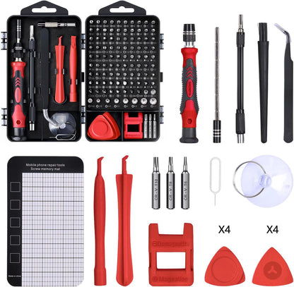 SHOWPIN Precision Computer Screwdriver Kit: 122PCS Laptop Screwdriver Sets | 101 Magnetic Drill Bits, Computer Accessories, Electronics Tool Kit Compatible for Tablet, PC, iPhone, PS4 Repair