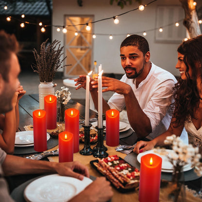 YOROXRG Set of 24 Waterproof Outdoor Flameless Candles, LED Candles with 4 Remote and Timer,(H 4" 5" 6" x D 2.2"),for Christmas,Halloween,Wedding,Festival