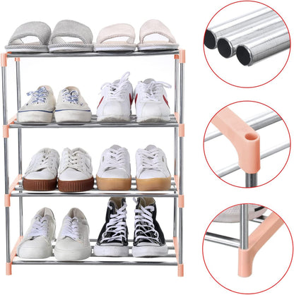 Jucaifu Stackable Small Shoe Rack, Entryway, Hallway and Closet Space Saving Storage and Organization (3-Tier, White)