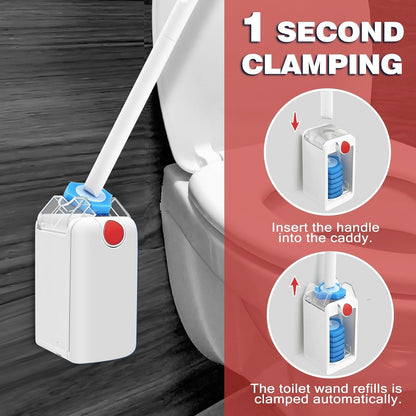JEHONN Disposable Toilet Brush with 48 Wand Cleaner Refills, Wall Mounted Toilet Bowl Brush Holder Set, Bathroom Cleaning System for Sink Bathtub Wash Basin (Blue)