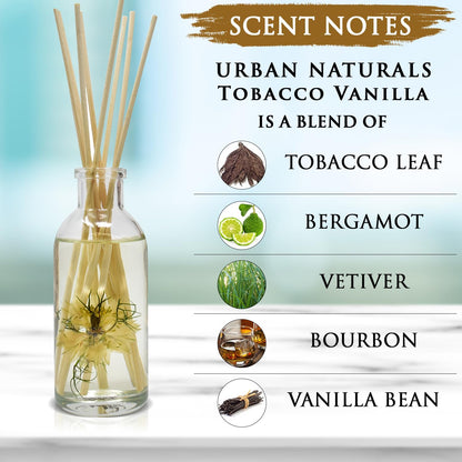 Urban Naturals Smoked Vanilla Reed Diffuser Set with Vanilla Bean, Sandalwood & Leather | Made in the USA - Colors C