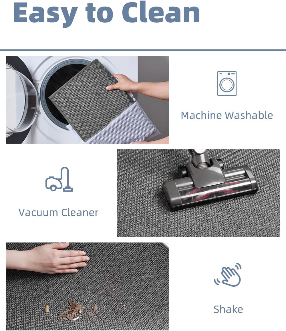 PADOOR Non-Slip Bath Mat With Rubber-Backing, Braided Absorbent Machine Washable Thin Rug for Bathroom Floor, Quick Dry, Fits Under Door, 17''x24'' Beige