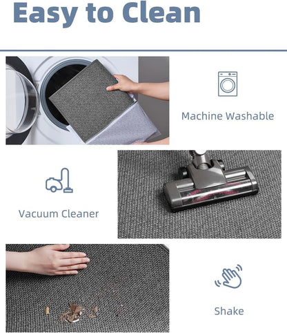 PADOOR Non-Slip Bath Mat With Rubber-Backing, Braided Absorbent Machine Washable Thin Rug for Bathroom Floor, Quick Dry, Fits Under Door, 17''x24'' Beige