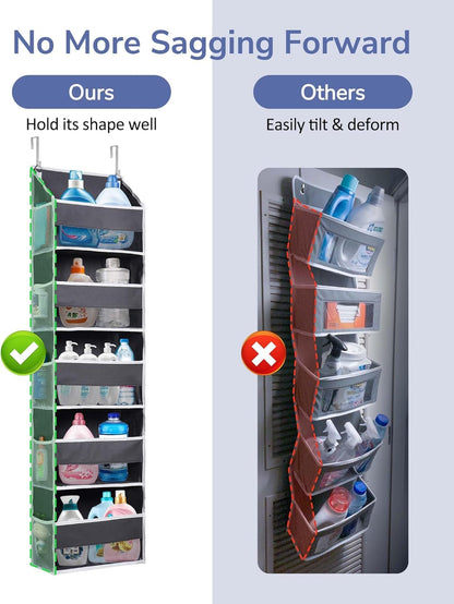 ULG Over the Door Organizer, 5-Tier Extra Large Hanging Storage with 10 Mesh Pockets, 100 lbs Capacity, Heavy Duty Door Organizer for Closet, Bedroom, Nursery Storage, Beige