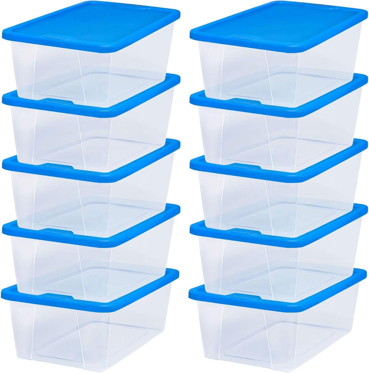 HOMZ 2-Pack Snaplock, Small Clear Plastic Storage Organizer Bins w/ Lids, 28 Quart, Gray - Stackable Container Boxes for Bedroom, Bathroom, Garage, and Office Organization