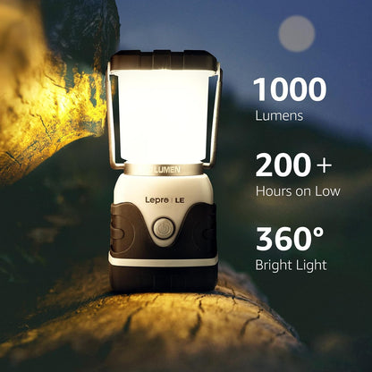Lepro 1500LM Battery Powered LED Camping Lantern, Green Tent Light with 4 Light Modes, Camping Essentials, Waterproof Lantern Flashlight for Camping, Emergency Light, Power Outages, Not Rechargeable