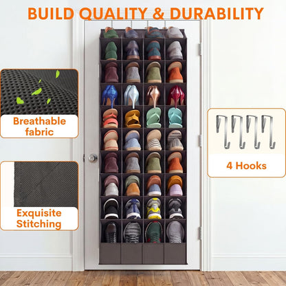 Ofiray-home 30-40 Pairs Over the Door Shoe Organizer | Large & Deep Pockets, Fits Boots, Sneakers or Larger Shoes, Space-Saving Hanging Shoe Rack