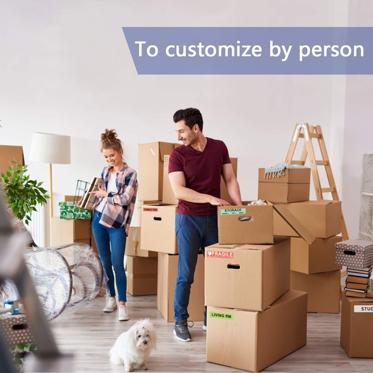 960 Count Home Moving Labels,16 Rolls Different Color Coding Moving Labels for Boxes Stickers + Fragile Moving Stickers + 1 Blank Label Roll for Customized Use