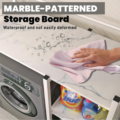 3-Tier Mini Fridge Stand with Storage Multi-Purpose Washing Machine Shelf Over The Washer Storage Shelf Utility Over Washer and Dryer Shelves for Kitchen, Laundry Room (Black+Brown)