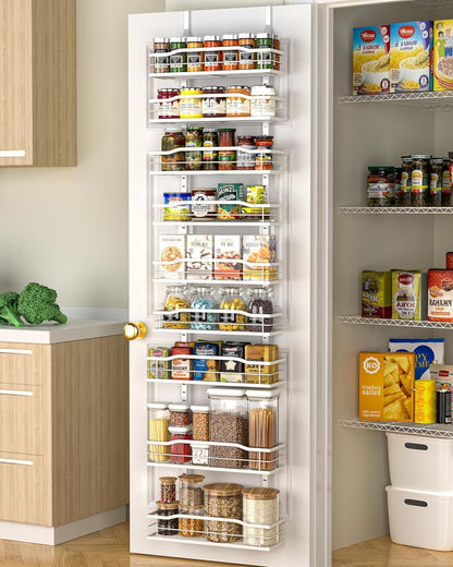 Moforoco White 9-Tier Over The Door Pantry Organizer, Pantry Organization And Storage, Metal Hanging Spice Rack Shelves Door, Home & Kitchen Essentials, Laundry Room Bathroom Organization