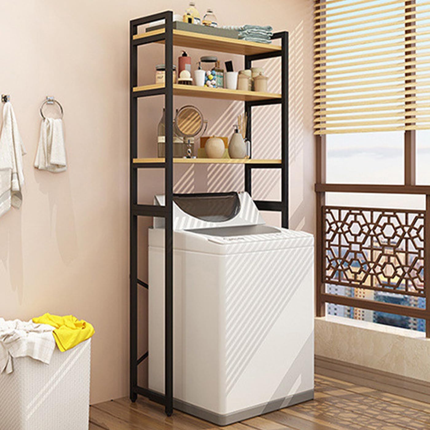 Gdrasuya10 Over the Washer and Dryer Storage Shelf for Laundry Room, 3 Tier White Washer Storage Utility Rack Shelf Laundry Storage Shelf Organizer Space Saving for Room
