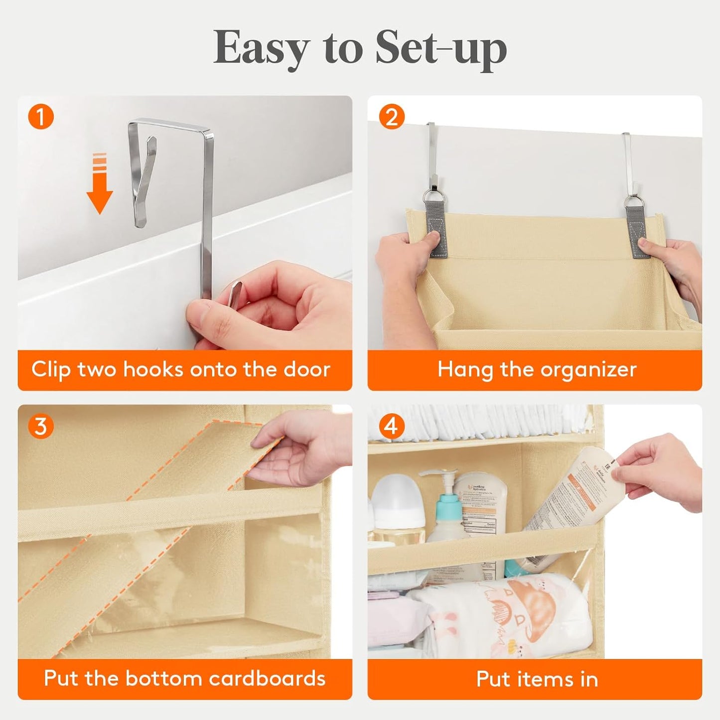 Lifewit 1 Pack Over the Door Organizer, 5 Section Clear Window Hanging Storage with 4 Side Pockets, Sturdy Anti Tilt 40 lbs Load Behind Door for Closet, Bedroom, Bathroom, Nursery, Dorm, Dark Gray