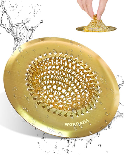 Revolutionary Kitchen Sink Drain Strainer/Patented Reversible Chain Mesh, Effortless Cleaning & Debris Catcher, Large Capacity, Anti-Clog, 304 Stainless Steel & Rust-Proof/Handmade