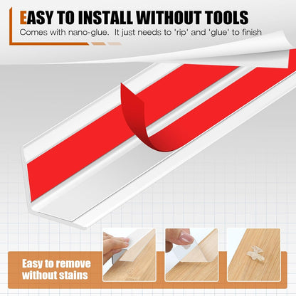 Magicheap 4 Pack Wall Corner Protector, Self Adhesive Corner Protectors for Walls, Easy to Install Edge Guard Strip for Furniture Cabinet Shelf Drywall Baseboard Desk, 17.7in x 1.18in, Clear