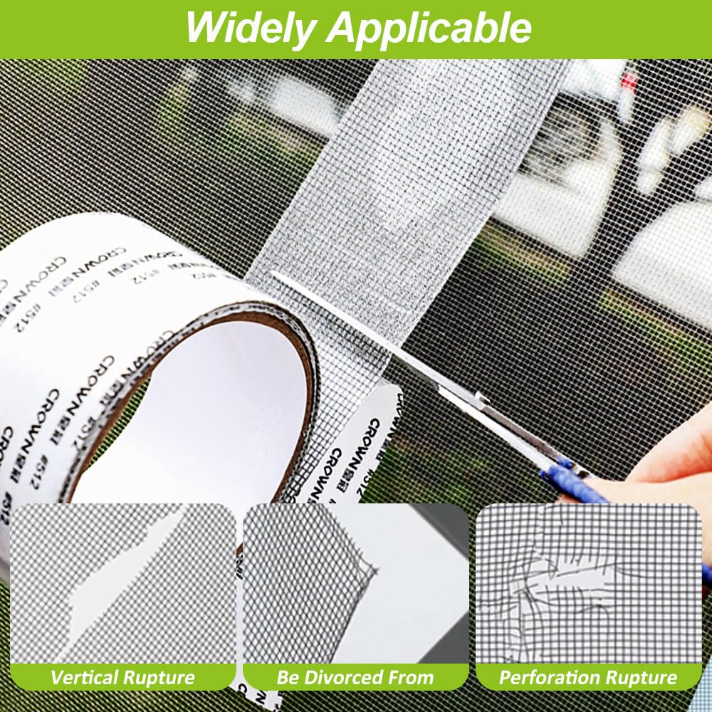 Screen Repair Tape,2in X 6.56 FT Window Screen Door Repair Kit,Screen Tape Mesh Repair,Strong Adhesive Fiberglass Mesh Patch Tape (Gray-1PC)