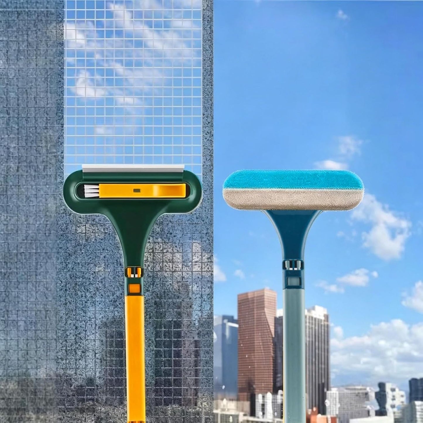 Window Screen Cleaning Brush, 3 in 1 Window Screen Cleaner Tool, Hangable Multi-Purpose Window Screen Brush Cleaning Tool for Patio, Door, Porch Screens, Easy to Clean (Green)