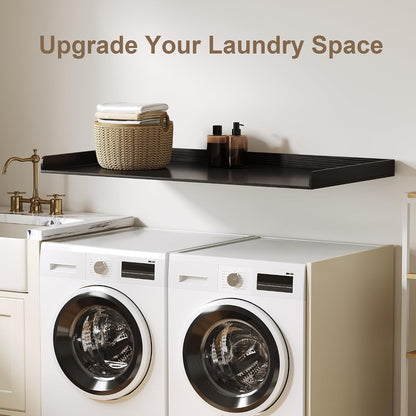 ChooChoo 2-Tier Washer Dryer Countertop with Adjustable Shelf, Spacious Laundry Room Storage for Folding Clothes and Efficient Organization, Walnut