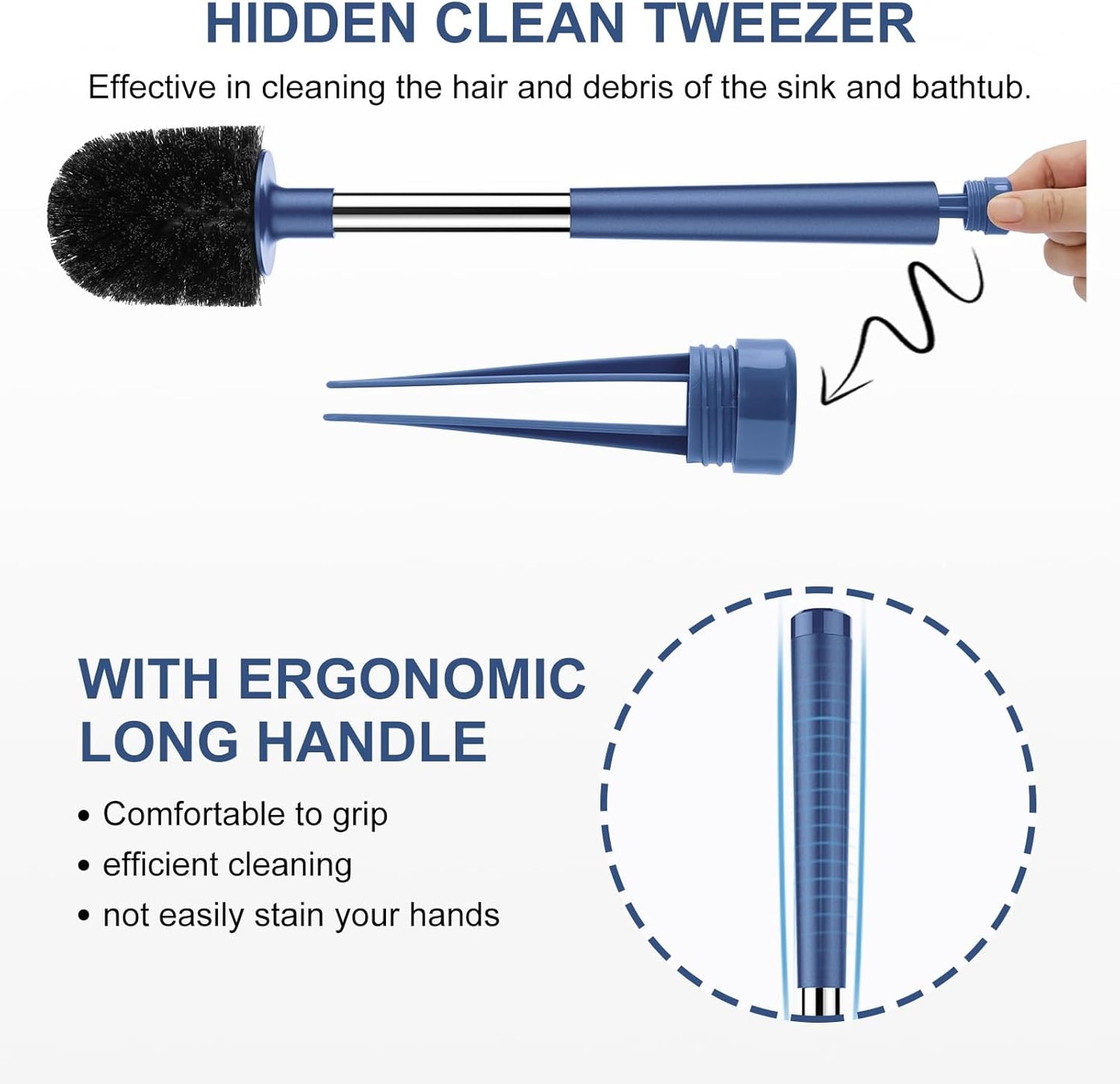 SetSail Toilet Brush and Holder, Self Closing Lid Toilet Bowl Brushes Holder and Extra Long Handle Ventilated Toilet Brush Set for Bathroom Cleaning, Nylon Bristles, Black