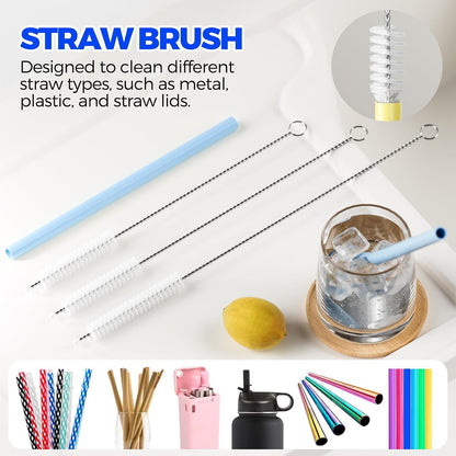 6 Pack Holikme 4 in 1 Cup Lid Cleaning Brush Set with 3 Straws, Multifunctional Bottle Brush, Silicone Cup Lid Gap Cleaner, Bristle Crevice Cleaning Brush, Flat End Brushes, Navy & Black & Olive
