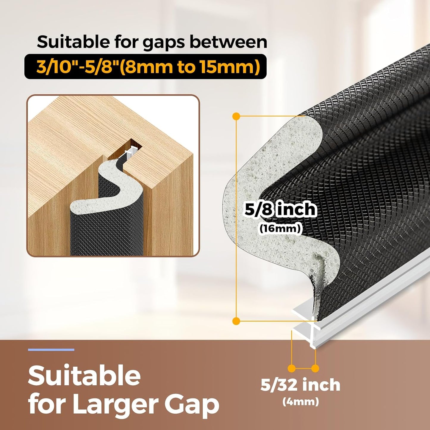 40FT Weather Stripping Door Seal, Kerf Style Foam Strip for Large Gaps, with Scraper Tool for Exterior and Interior Frames, White