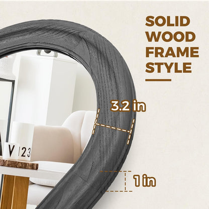 Solid Wood Full Length Mirror - 65"x22" Arched Floor Mirror, Free Standing & Wall Mounted - Elegant Design for Bedroom, Dressing Room, Hallway, Brown