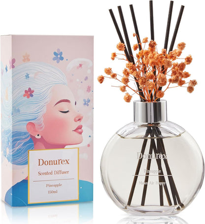 Flower Reed Diffuser Set 5.07oz Satin Rose Scent Diffuser with Sticks Home Fragrance Reed Diffuser for Bathroom Shelf Decor