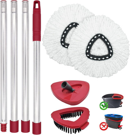 Mop Head Replacement, Base, Mop Handle for Ocedar RinseClean 2-Tank System, 2 Microfiber Mop Refills, Extendable Length 30-59" Mop Handle, Base and Scrubber for All Hard-surfaced Floor