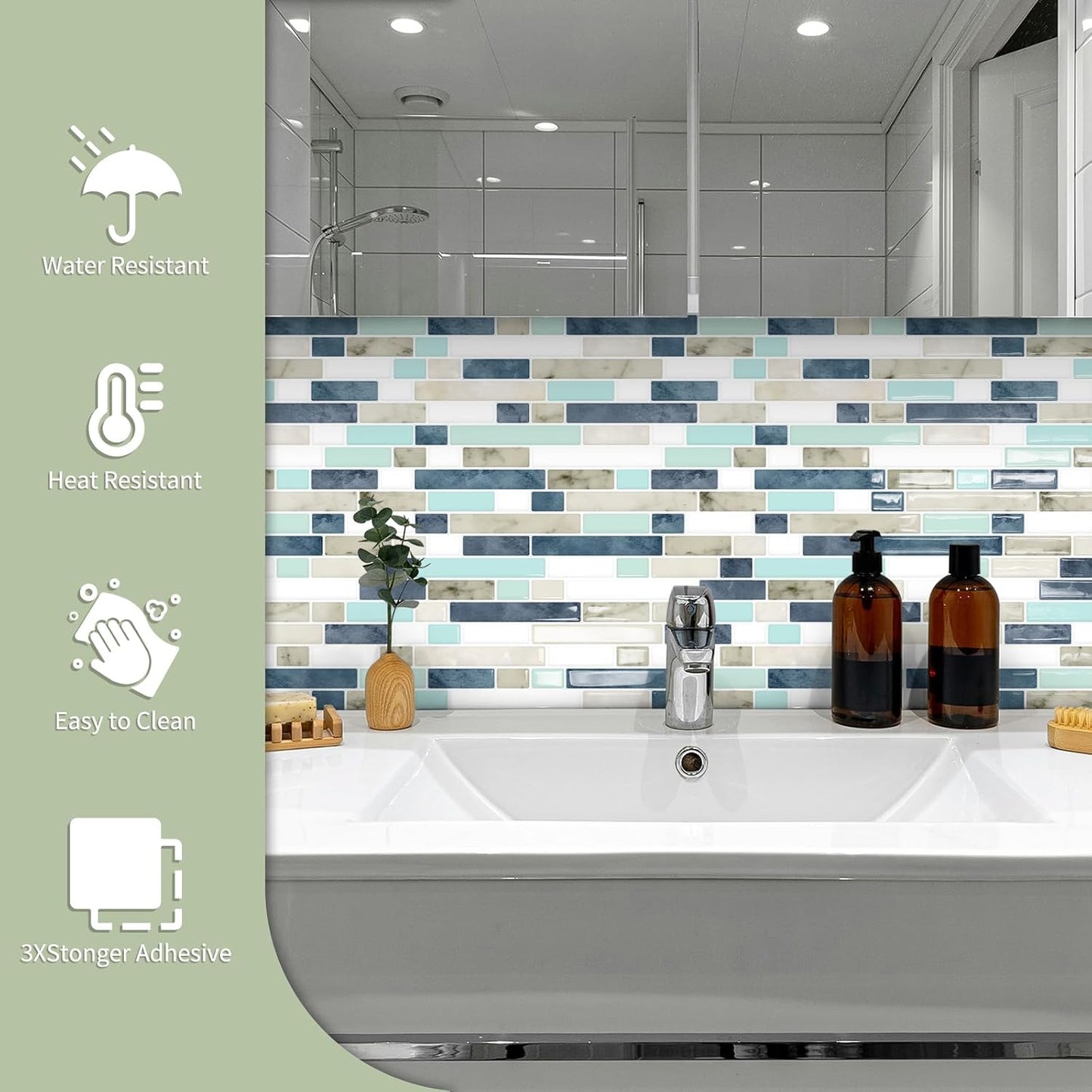 10 Sheets Thick Peel and Stick Kitchen Backsplash Tiles | 3D Waterproof Self Adhesive Wall Tile Stick on Backsplash for Kitchen,Bathroom and Fireplace(Pink,12"×12")