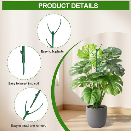 5 Pack Monstera Plant Support with 50 Clips, Stackable Plant Stakes for Indoor & Outdoor Plant, Climbing Plant Support, Plant Sticks for Pothos & Other Small Plants, Replacement for Moss Pole