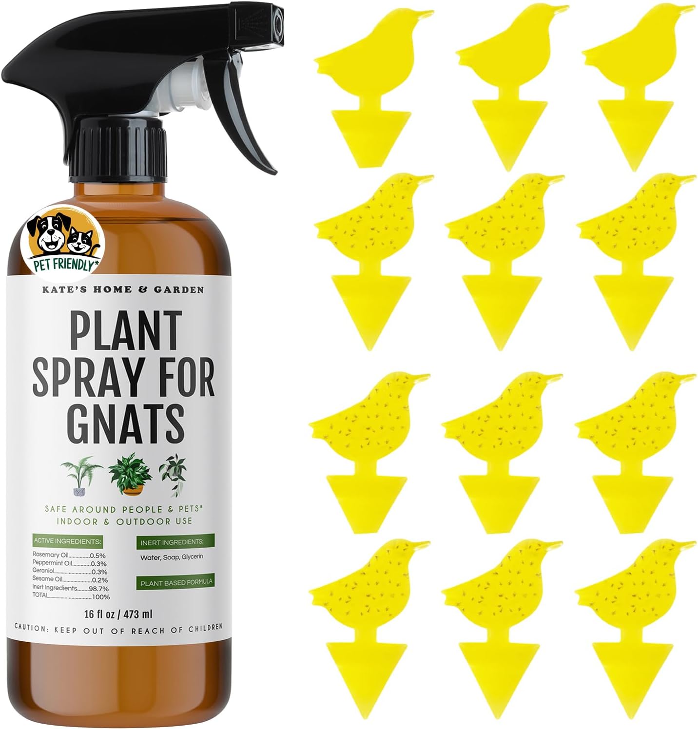 Kate's Home & Garden 36 Count Fruit Fly Traps for Indoors and House. Yellow Sticky Trap for Gnats, Mosquitos, Plants, Ants