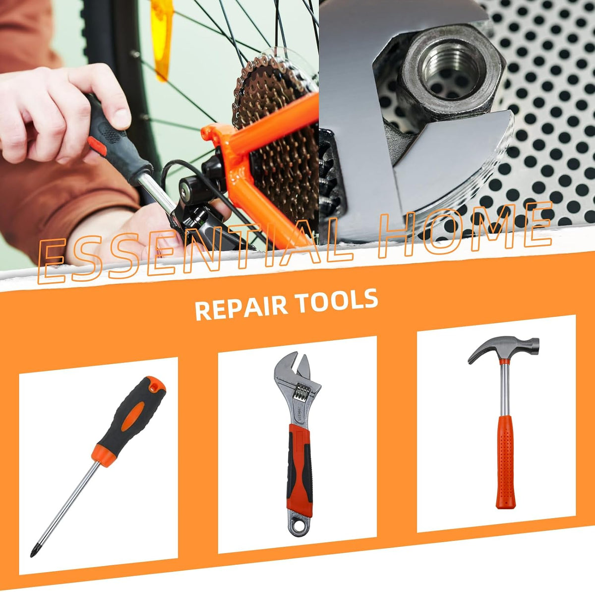 Tool Kit Basic Home Repair Tool Set,General Household Tool Kit with Plastic Tool box,Perfect for Outdoor working,Office & College Dorm.Tools mainly include hand saw,wrench,hammer,Screwdriver