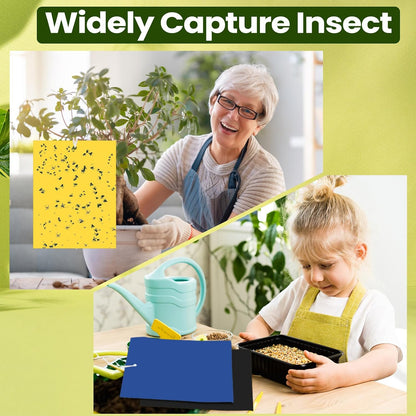 Qualirey 150 Pcs 6x8 Inch Yellow Sticky Traps for Gnats, Dual-Sided Sticky Gnat Traps for Indoor Outdoor Plants, Pest Control for Fungus Gnats, Fruit Flies, Whiteflies – Bulk Pack with Twist Ties