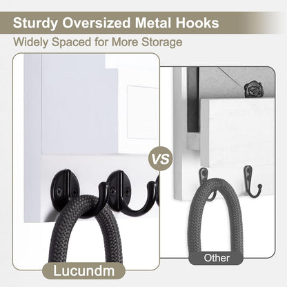 Key Holder Wall Mount, Mail Holder with Storage Drawer and 5 Key Hooks for Coat, Dog Leash, Home Decor Rack, House Accessories, Entry Way Organizer