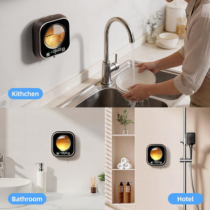 Automatic Foaming Soap Dispenser, Wall Mounted Soap Dispenser, 320ML Electric Smart Touchless Rechargeable, 5 Adjustable Foam Levels, No-Drill Waterproof for Bathroom, Kitchen, Office (Black)