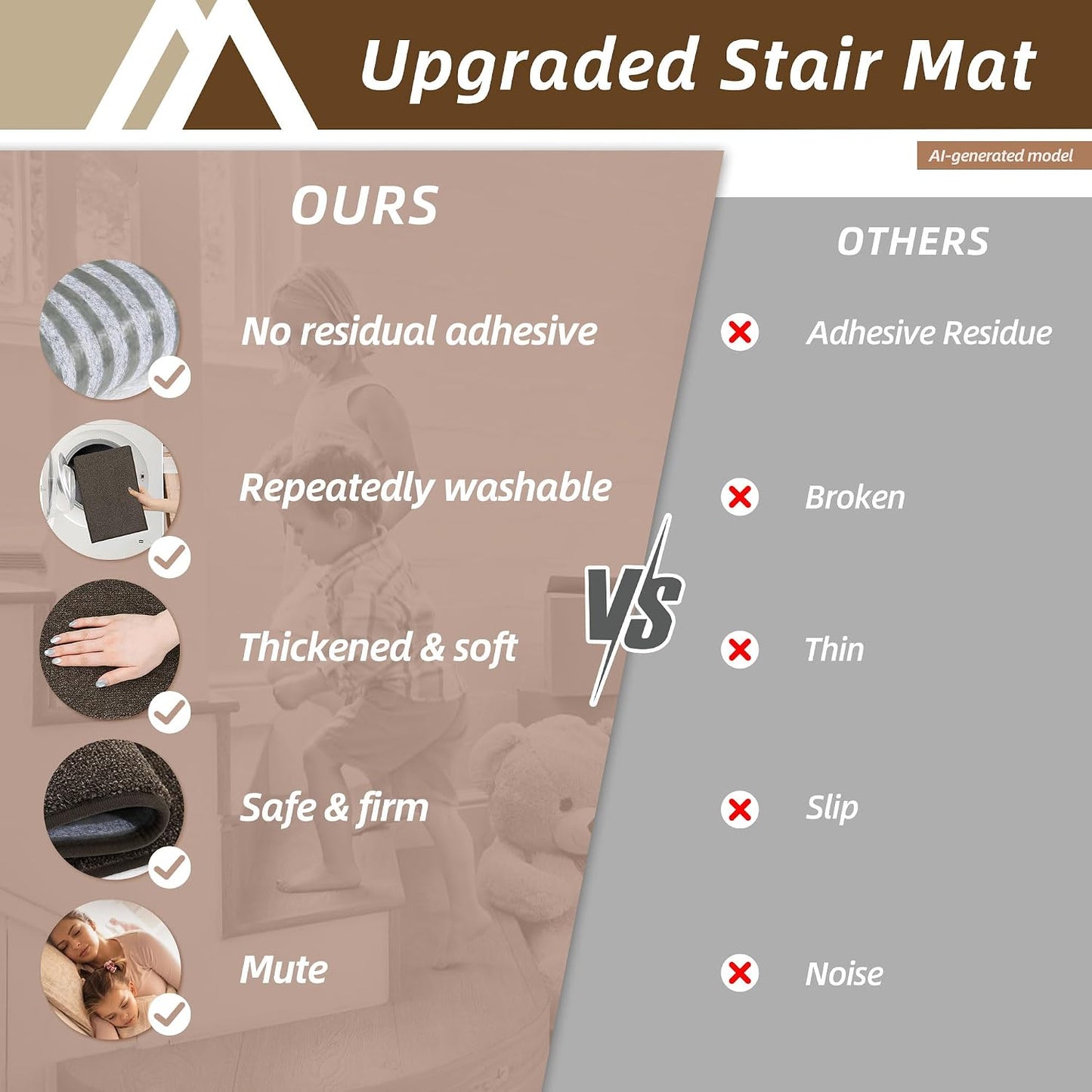 COSY HOMEER Stair Treads Non-Slip Carpet Stair Treads for Wooden Steps, Indoor Stair-Runner Rugs for Kids Elders & Pets 28"x9" (4Pc, Dark Gray)