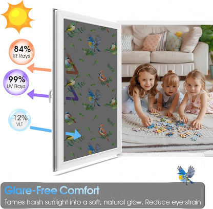 Frosted Window Privacy Film - Brushed Silver Static Cling Glass Film for Bathroom, Day and Night Door Privacy Film Window Cover to Stop Dog Barking, 17.5x78.7 Inch, Pure