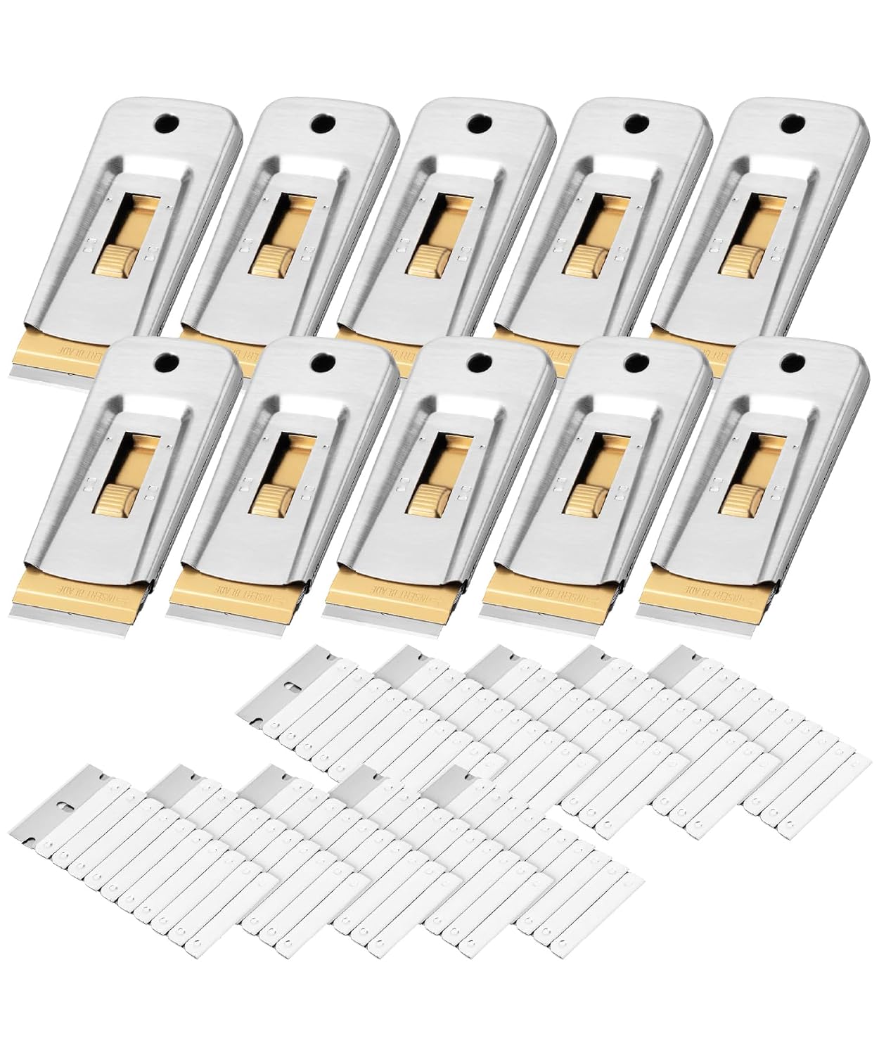 Bates- Metal Razor Blade Scraper, 2 Pack, 30 Extra Blades, Scraper for Cleaning, Glass Scraper, Razor Blade Scraper Tool, Razor Scraper Tool, Scraper Blades, Window Scraper with Razor Blade