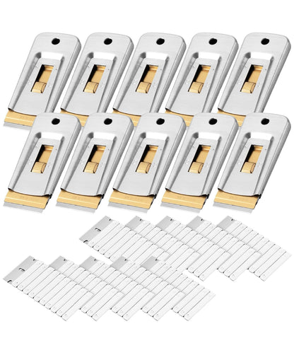 Bates- Metal Razor Blade Scraper, 2 Pack, 30 Extra Blades, Scraper for Cleaning, Glass Scraper, Razor Blade Scraper Tool, Razor Scraper Tool, Scraper Blades, Window Scraper with Razor Blade