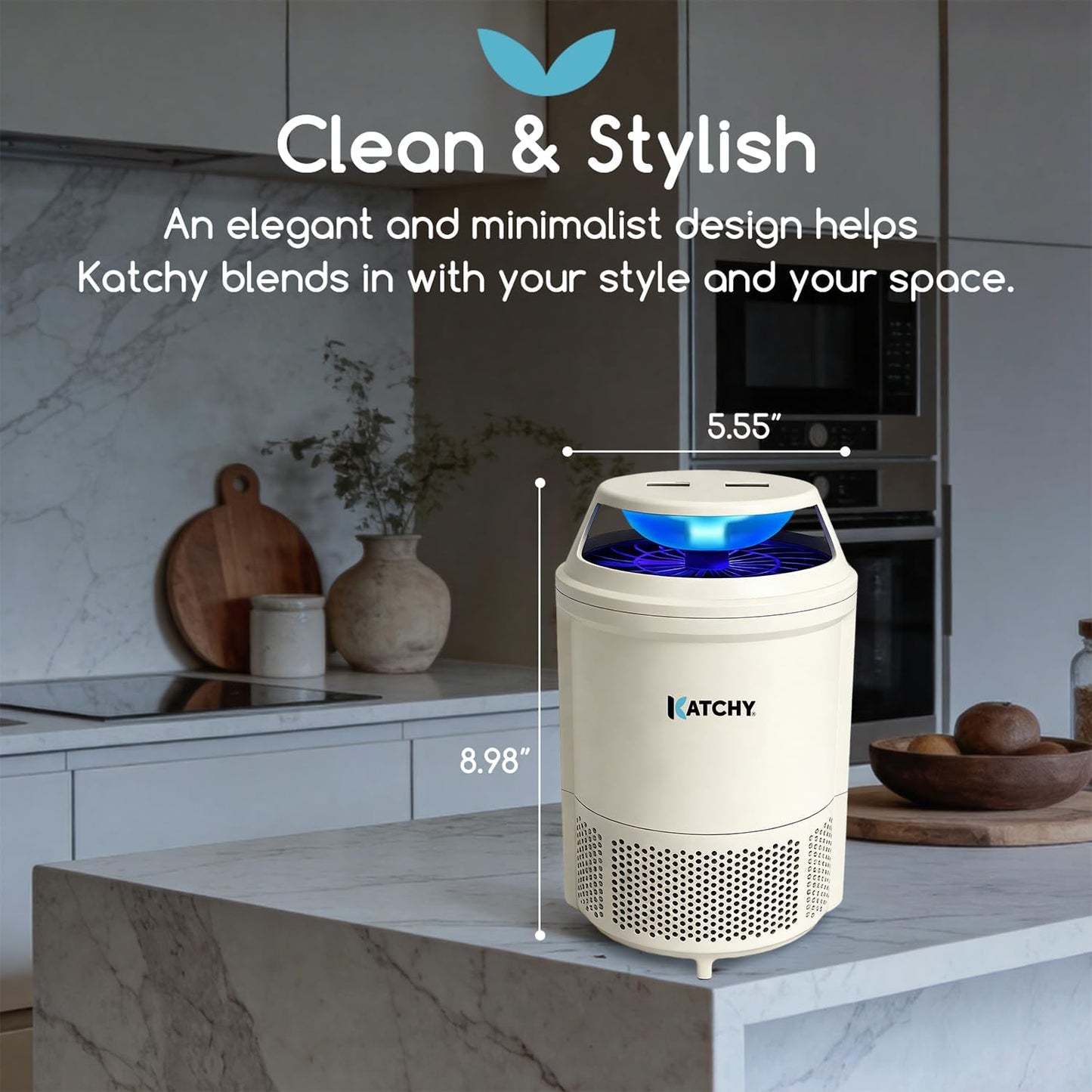 Katchy Flying Insect Trap Indoor – Catcher & Killer for Mosquito, Fruit Fly, Gnat & Small Moth – Non-Zapper with Suction & Blue Light – Ideal for Indoor Spaces, Kitchen & Plants (Original, Black)