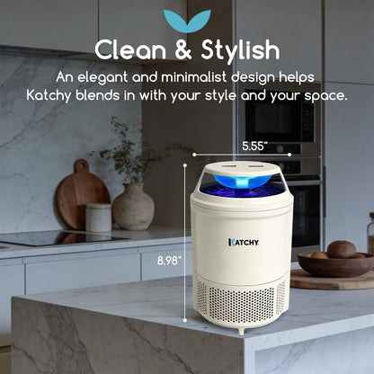 Katchy Flying Insect Trap Indoor – Catcher & Killer for Mosquito, Fruit Fly, Gnat & Small Moth – Non-Zapper with Suction & Blue Light – Ideal for Indoor Spaces, Kitchen & Plants (Original, Black)