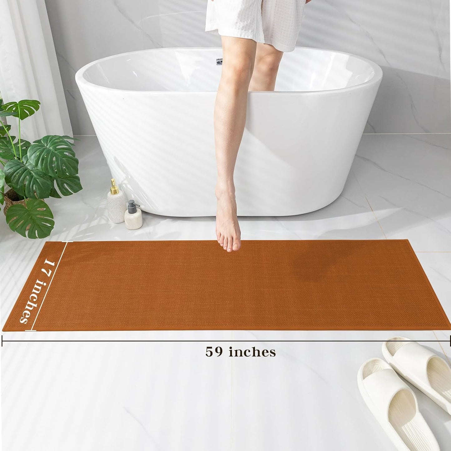 chakme Bathroom Rugs Mat 24x17, Ultra Thin Non Slip Bath Mat Small Quick Dry Absorbent Bath Mat for Bathroom Floor, (Dark Beige, 24"x17")