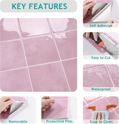 VEELIKE Cream Beige Peel and Stick Backsplash for Kitchen Square Peel and Stick Tile Backsplash 6 Sheets Self Adhesive Back Splash Tiles for Bathroom Waterproof Ceramic Wall Tile Stickers 12''x12''