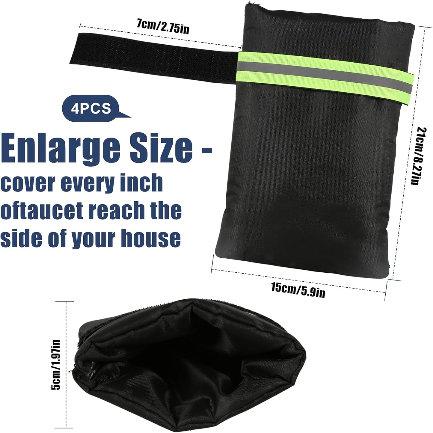 2Pack Outdoor Faucet Covers for Winter Freeze Protection, 8.5″x5.9″x1.9″ Thicker Hose Bib Insulation Cover Waterproof & Frost Free Outside Spigot Cover Bags Insulated Covers with Reflective Strips